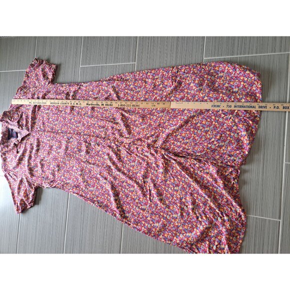 Denim & Co. Womens Floral Button Down Short Sleeve Dress Size 1X Rayon Multicolo - Picture 9 of 10